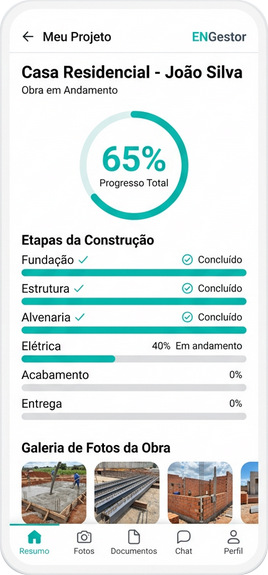 Painel do cliente — Acompanhamento de obra